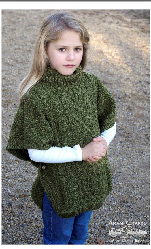 ROLL NECK CHILDRENS PONCHO R5146 Army Green