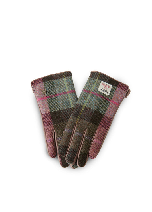 Ladies Gloves - Pink Green Tartan