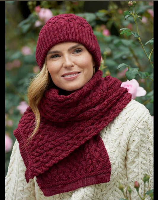 TRELLIS PATTERN MERINO SCARF HAT X4840 X4841
