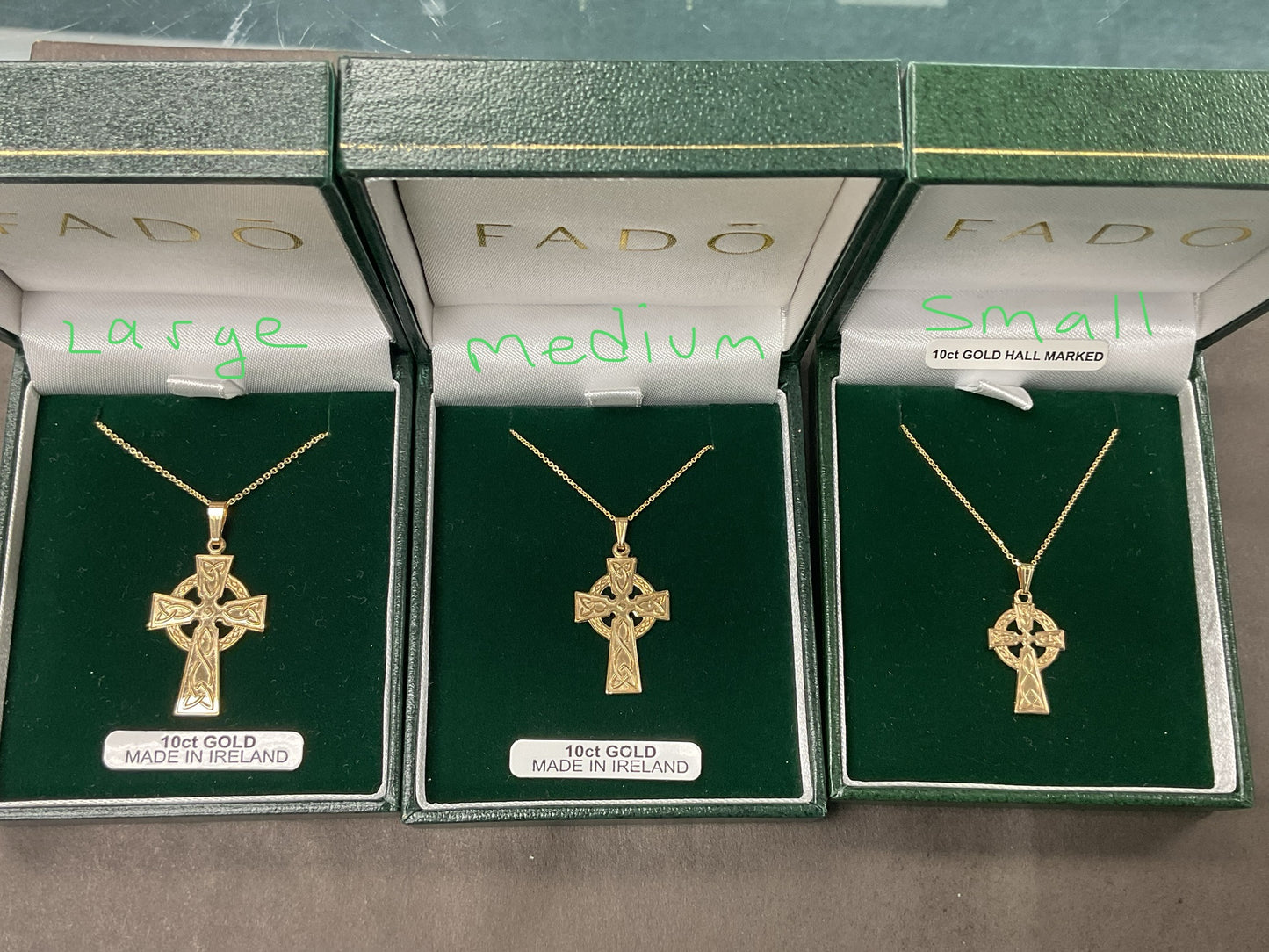 10K Single Sided Celtic Cross by Fado- Small C101, Medium C102 & Large C103