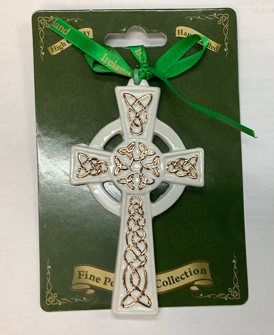 Hanging Celtic Cross Ornament with Gold SCH04