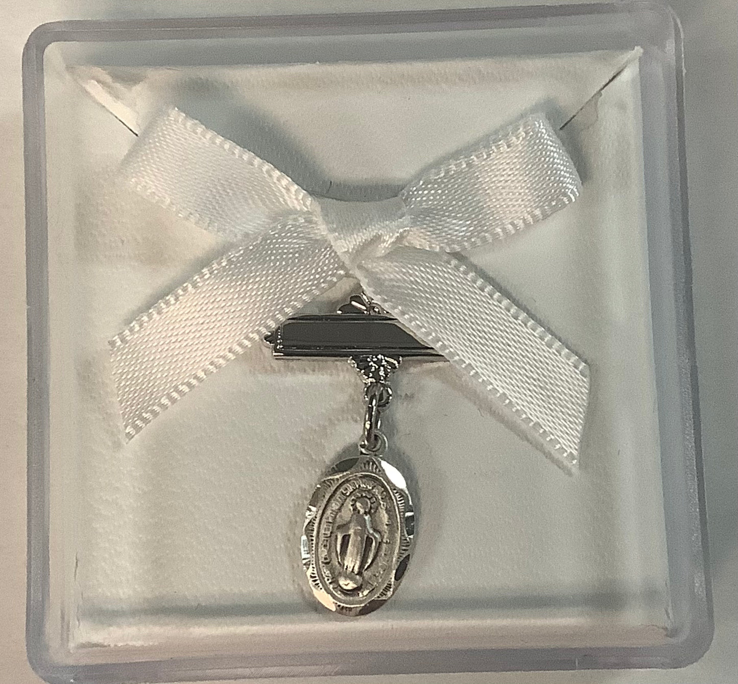 Sterling Silver Miraculous Medal Baby Pin 433L