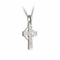 Rhodium Plated small Celtic cross with pearl detail in middle