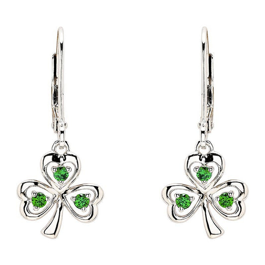 STERLING SILVER CZ EMERALD DROP SHAMROCK EARRINGS
SE007SH