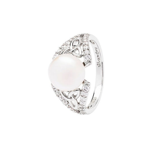 Sterling Silver Trinity with Pearl Ring SL113