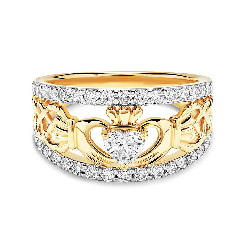 14KT GOLD LAB DIAMOND CLADDAGH RING
14L750