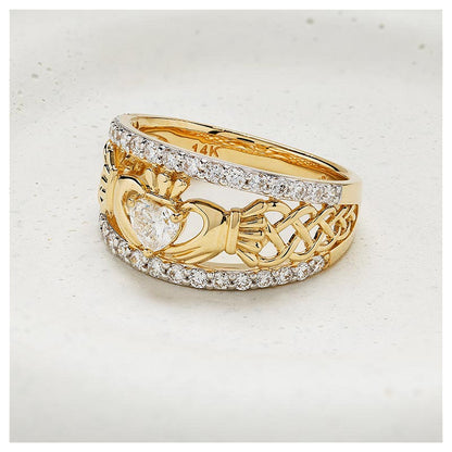 14KT GOLD LAB DIAMOND CLADDAGH RING
14L750