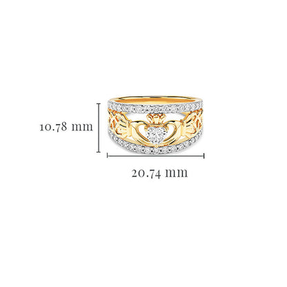 14KT GOLD LAB DIAMOND CLADDAGH RING
14L750