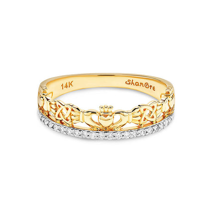 14KT GOLD LAB DIAMOND CLADDAGH RING
14L752