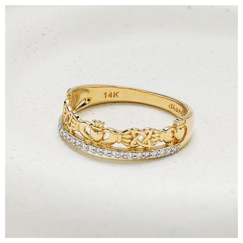 14KT GOLD LAB DIAMOND CLADDAGH RING
14L752