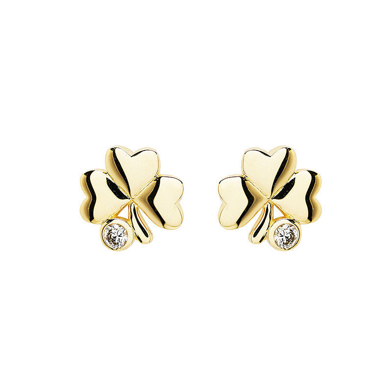14KT GOLD SHAMROCK EARRINGS WITH LAB DIAMOND
14E742