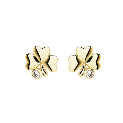 14KT GOLD SHAMROCK EARRINGS WITH LAB DIAMOND
14E742