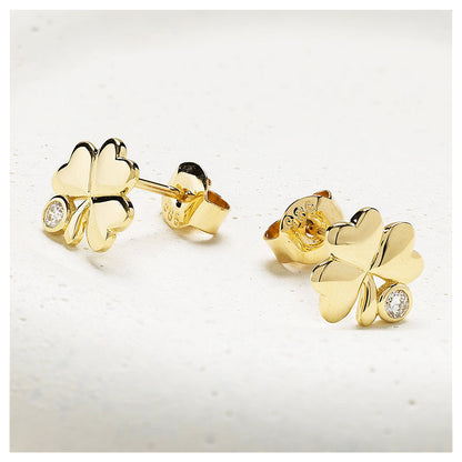 14KT GOLD SHAMROCK EARRINGS WITH LAB DIAMOND
14E742