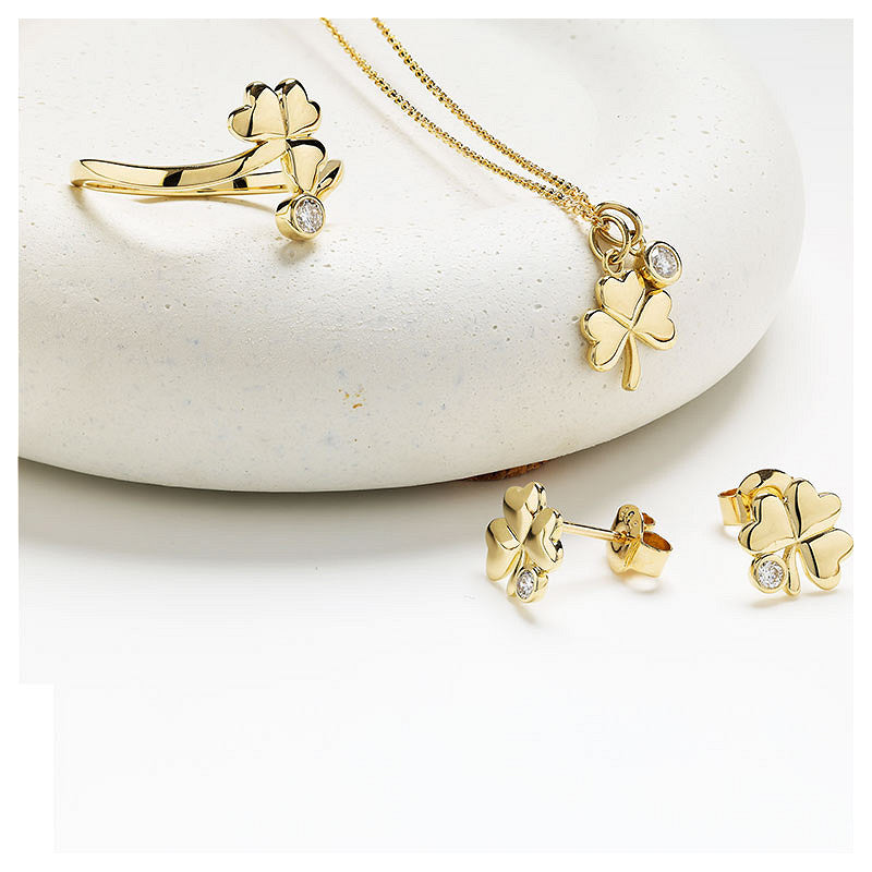 14KT GOLD SHAMROCK NECKLACE WITH LAB DIAMOND
14P741