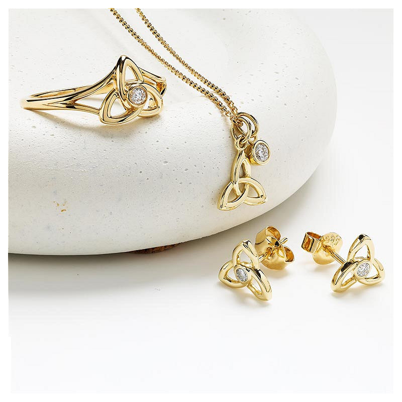 14KT GOLD TRINITY EARRINGS WITH LAB DIAMOND
14E745