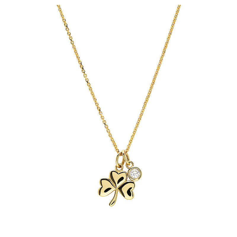 14KT GOLD SHAMROCK NECKLACE WITH LAB DIAMOND
14P741