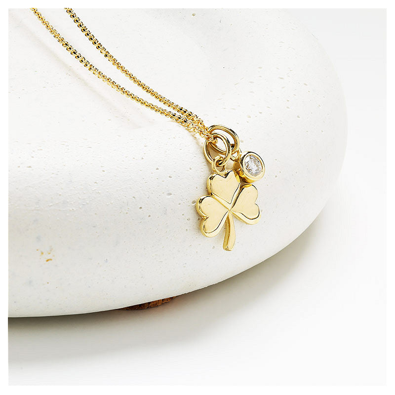 14KT GOLD SHAMROCK NECKLACE WITH LAB DIAMOND
14P741