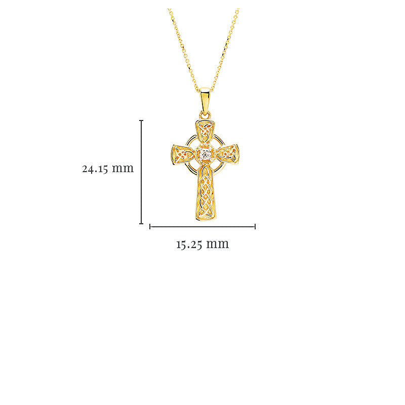 14KT GOLD LAB DIAMOND CELTIC CROSS NECKLACE .06CT
14P733