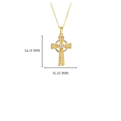 14KT GOLD LAB DIAMOND CELTIC CROSS NECKLACE .06CT
14P733
