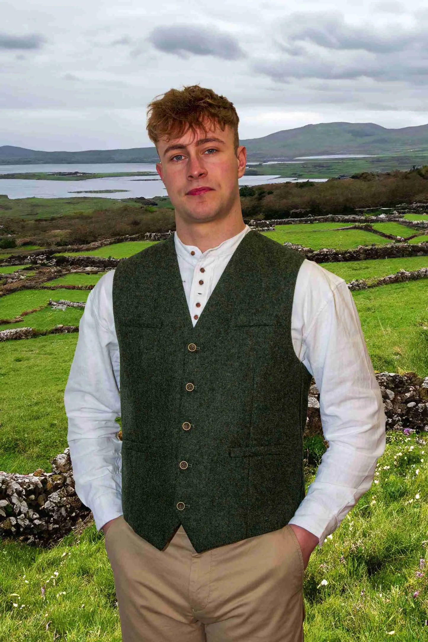 Homespun Olive Waistcoat 6070