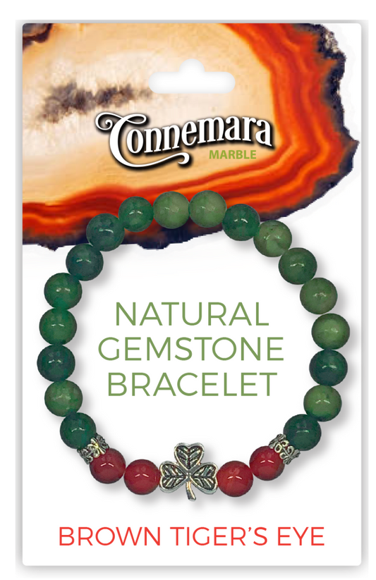 BROWN TIGERS EYE GEMSTONE AND MARBLE BRACELET