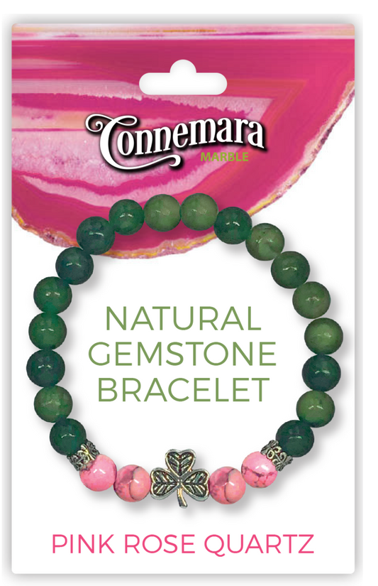 PINK ROSE QUARTZ GEMSTONE AND MARBLE BRACELET