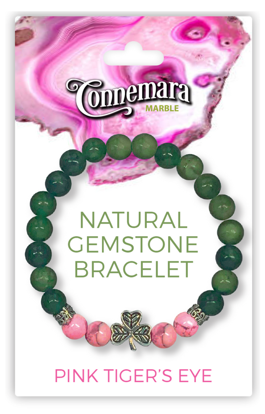 PINK TIGERS EYE GEMSTONE AND MARBLE BRACELET