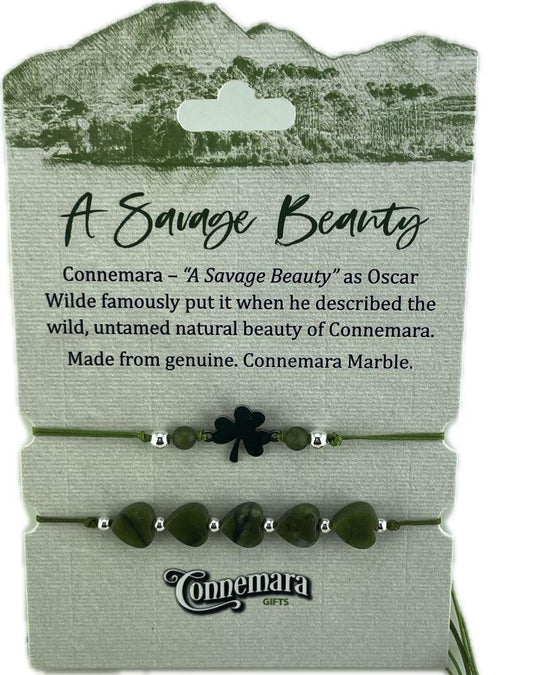 TWIN CORDED SHAMROCK OR KNOT WITH MARBLE BRACELETS