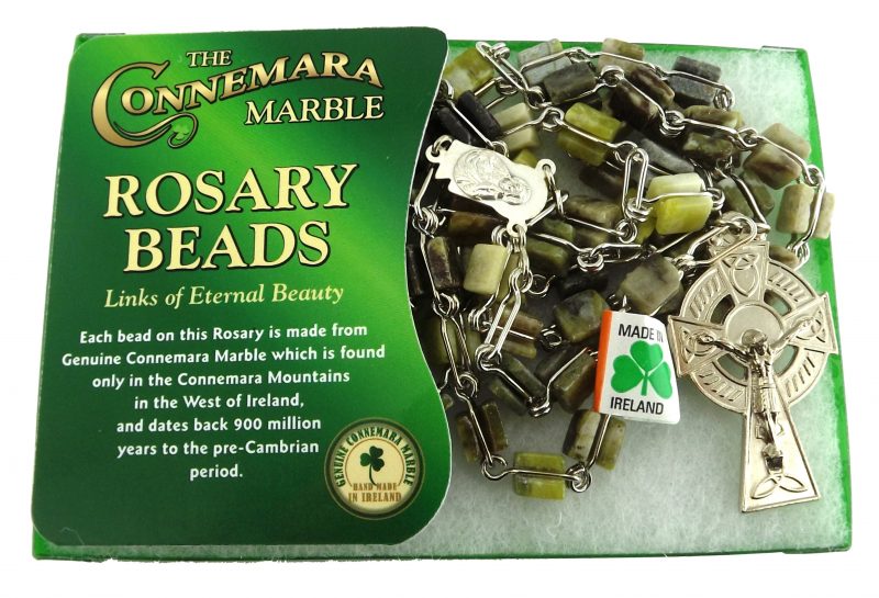 Rosary Connemara marble square beads C100