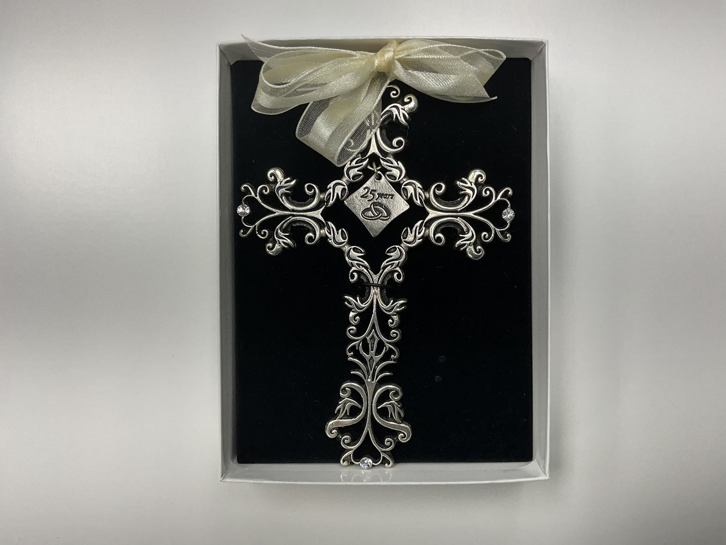 Silver 25 Years Filigree cross