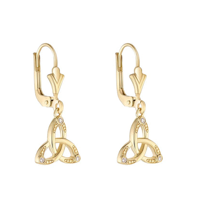 10K Trinity Knot Earrings with 3 diamonds S34238