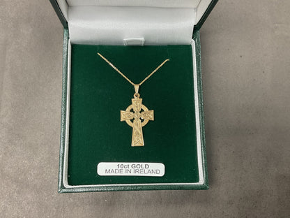 10K Single Sided Celtic Cross by Fado- Small C101, Medium C102 & Large C103