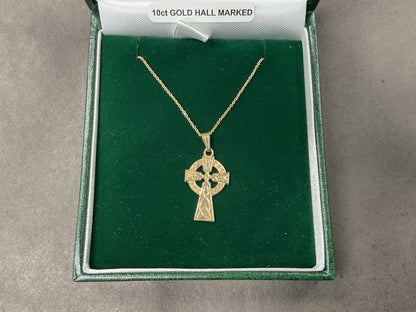 10K Single Sided Celtic Cross by Fado- Small C101, Medium C102 & Large C103