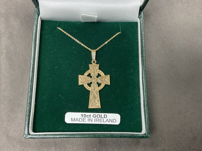 10K Single Sided Celtic Cross by Fado- Small C101, Medium C102 & Large C103