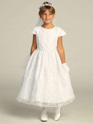 Communion Dress w/ Soft Tulle and Corded embroidered tulle SP222