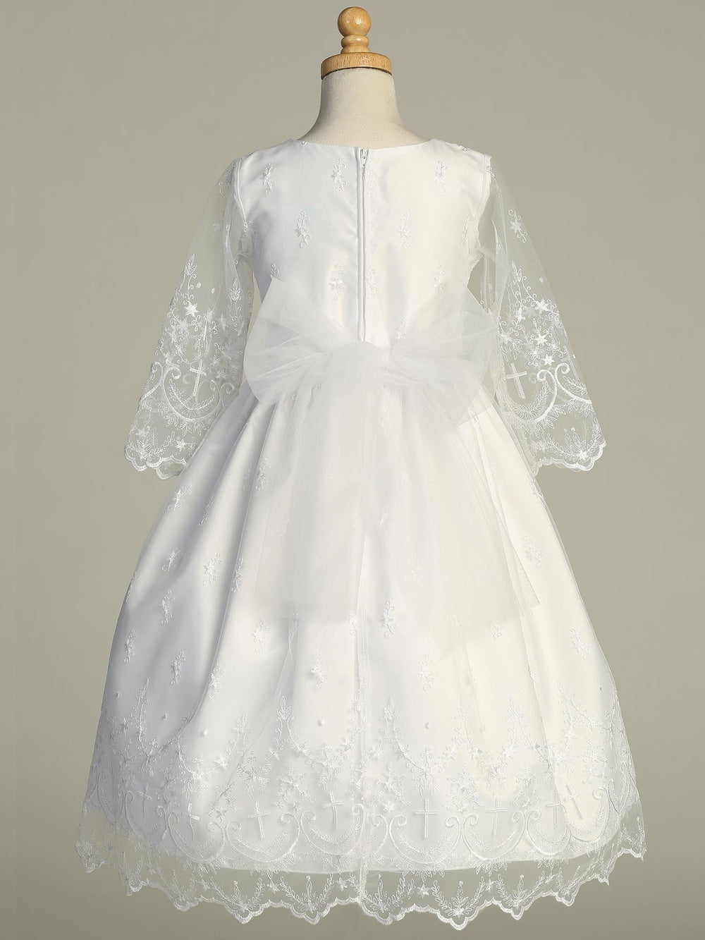 Communion Dress w/ Embroidered tulle with cross designs SP211