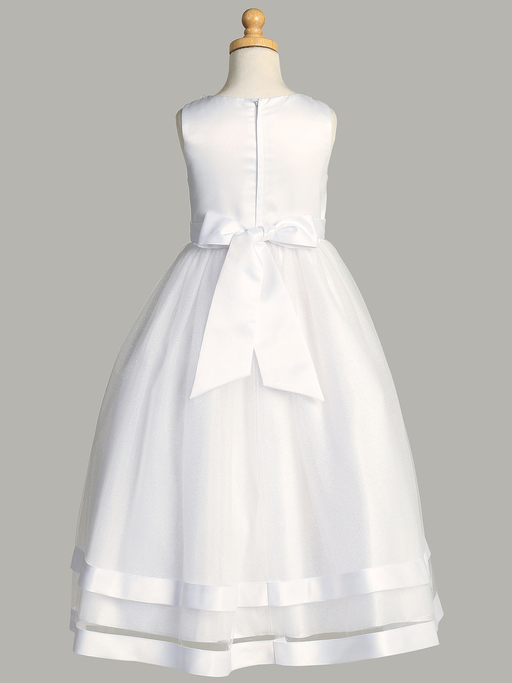 Communion Dress w/ Satin & Glitter tulle with pearl neckline SP211