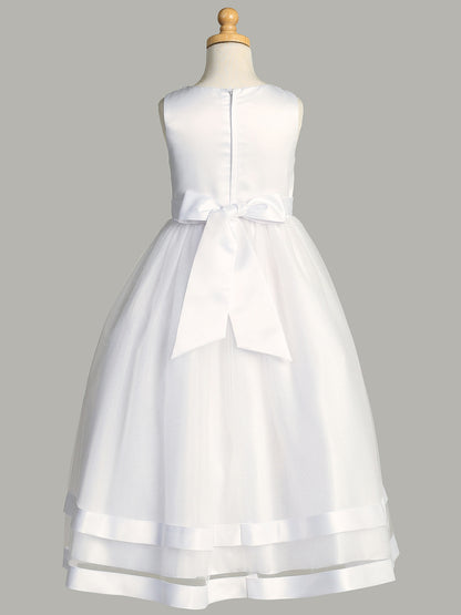 Communion Dress w/ Satin & Glitter tulle with pearl neckline SP211