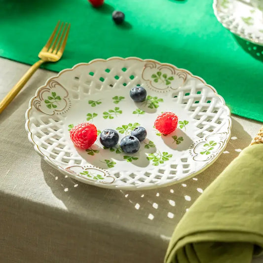 7.5" Shamrock Pierced Fine Porcelain Dessert Plate
