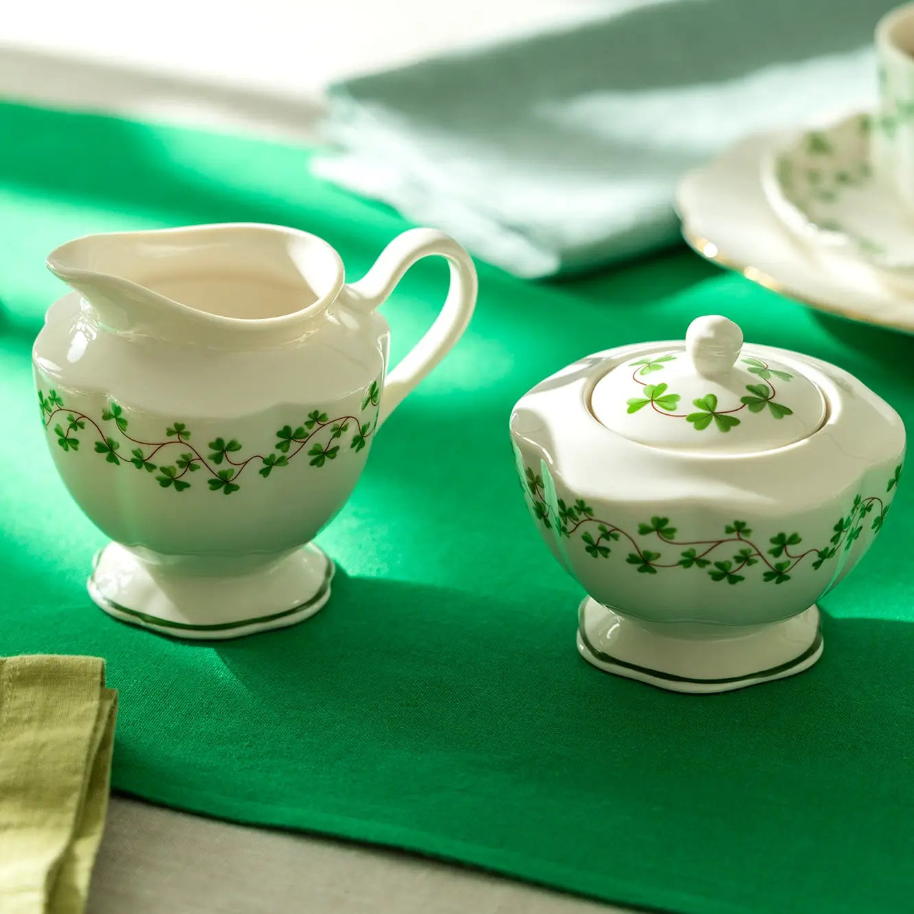 Shamrock Fine Porcelain Sugar and Creamer Set