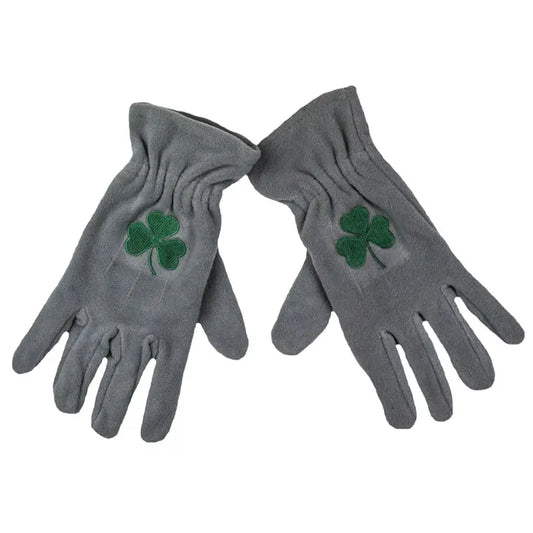 Irish Gray Fleece Gloves - Shamrock