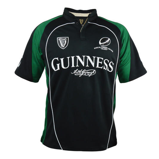 BLACK AND GREEN SHORT SLEEVE PERFORMANCE RUGBY JERSEY G1018