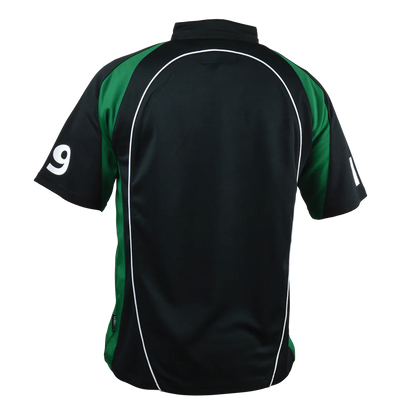 BLACK AND GREEN SHORT SLEEVE PERFORMANCE RUGBY JERSEY G1018