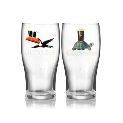 GUINNESS GILROY TOUCAN & TORTOISE PINT GLASS SET - THE GILROY COLLECTION