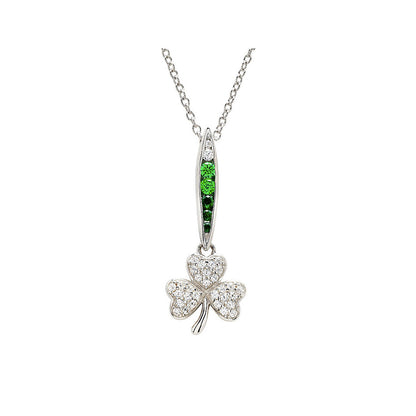 STERLING SILVER GREEN/WHITE CZ SHAMROCK NECKLACE
SP2454