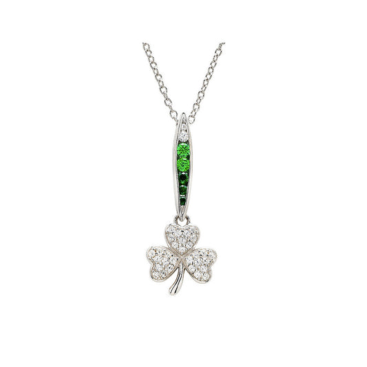 STERLING SILVER GREEN/WHITE CZ SHAMROCK NECKLACE
SP2454