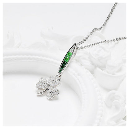 STERLING SILVER GREEN/WHITE CZ SHAMROCK NECKLACE
SP2454