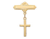 14k Gold Plated cross on Sterling Silver Baby Pin SSC18