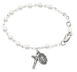 Baby bracelet with pearl and cross BR177D