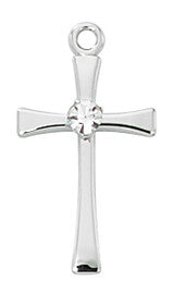 Sterling Silver Cross with Crystal Center L9208